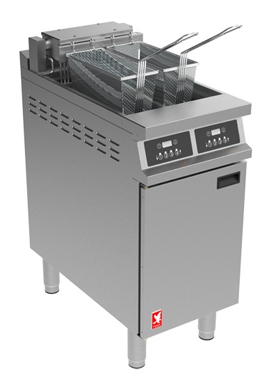 Falcon Dominator Plus E3845FP Twin Pan Twin Basket Programmable Fryer with Inbuilt Filtration 